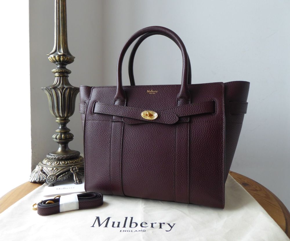 Mulberry Small Zipped Bayswater in Oxblood Grain Vegetable Tanned Leather -