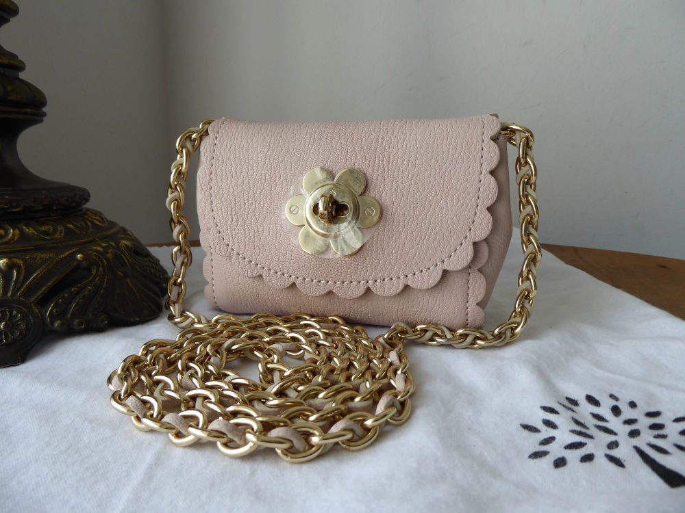 Mulberry Cecily Flower Lock Mini Flap Bag in Light Berry Cream Glossy Goat 