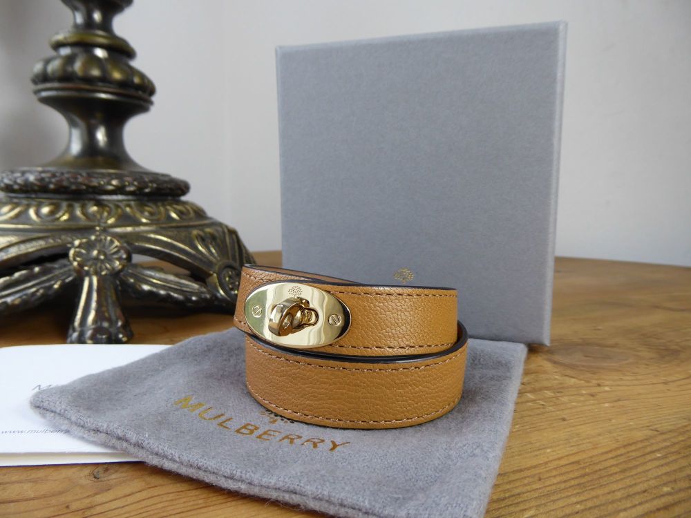 Mulberry Bayswater Postmans Lock Double Tour Wrap Bracelet in Biscuit Brown Glossy Goat - SOLD