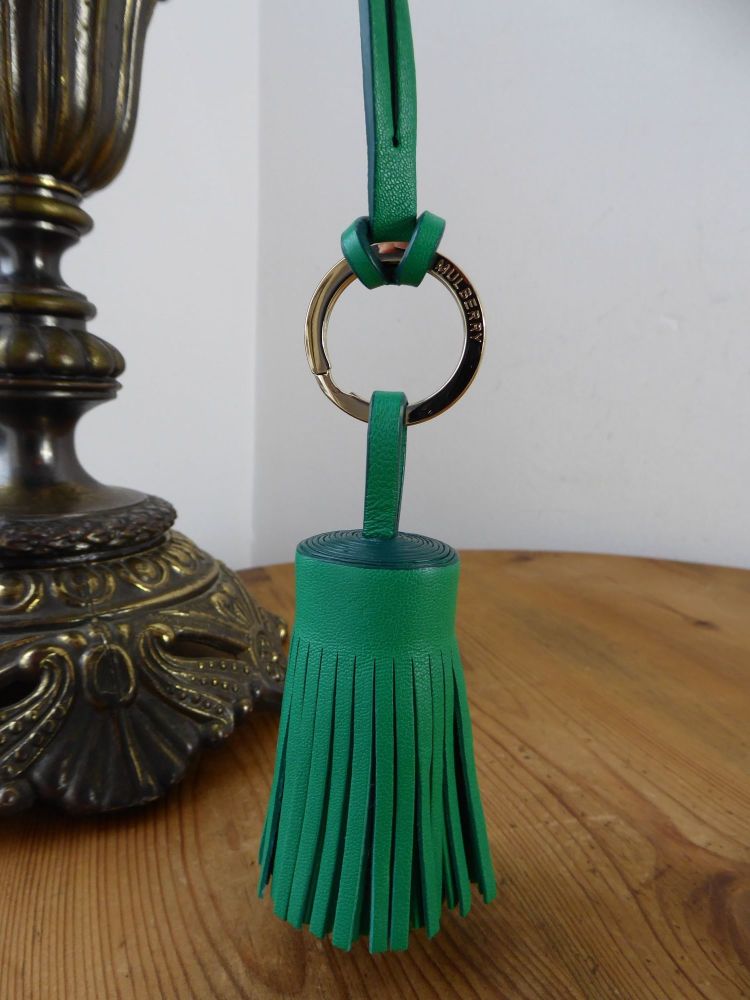 Mulberry Tassle Keyring Bag Charm in Jungle Green Lamb Nappa Leather - SOLD