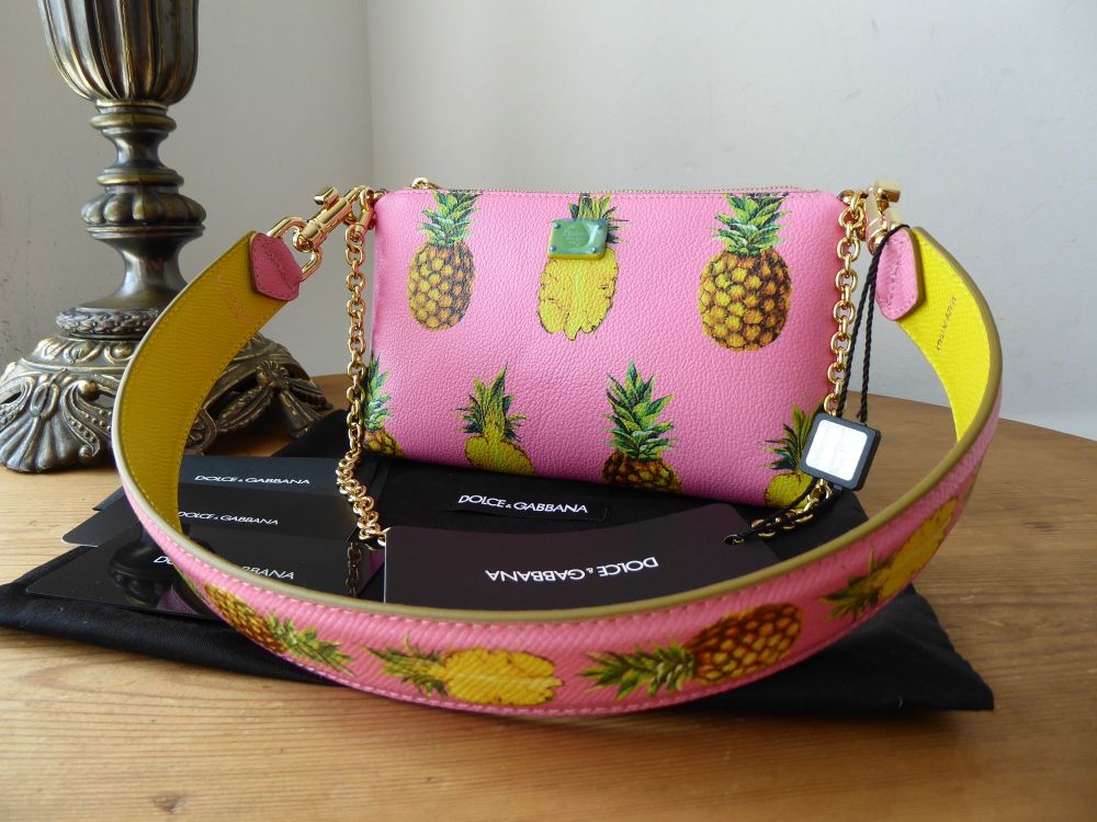 Dolce & Gabanna Pineapple Wristlet Shoulder Pochette with Strap - SOLD