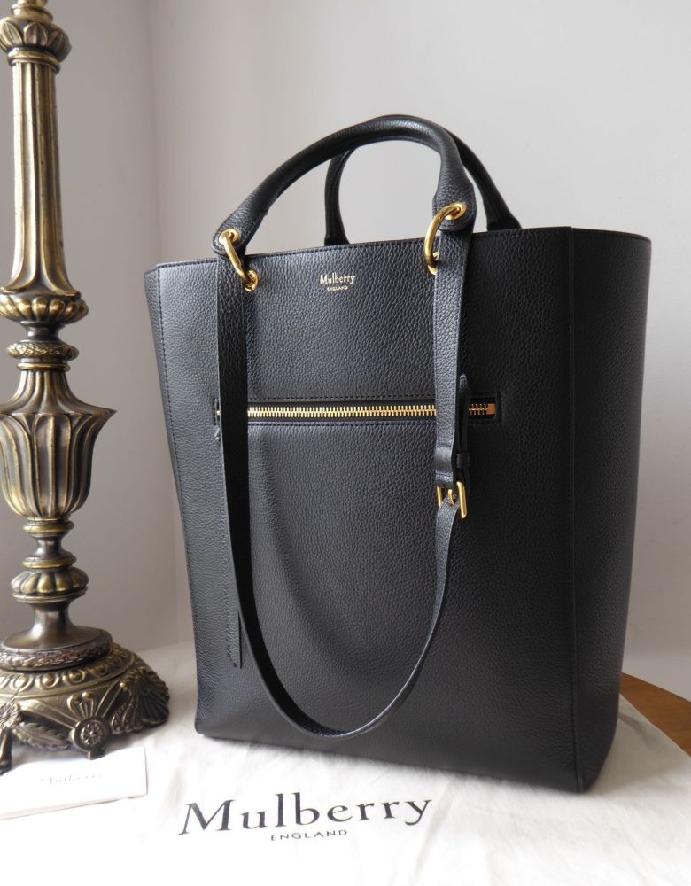 Mulberry Large Maple Tote in Black Small Classic Grain Leather with Golden Brass Hardware - SOLD
