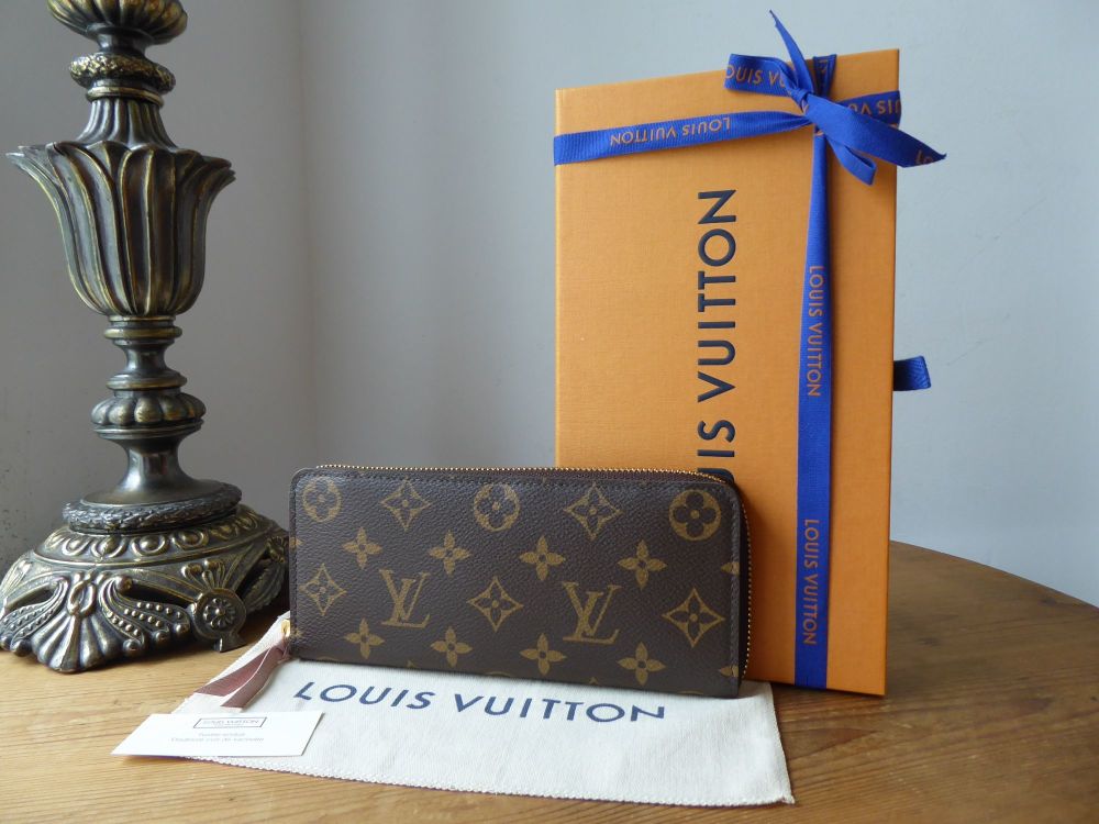 Louis Vuitton Clemence Continental Purse Wallet in Monogram with Rose Balle