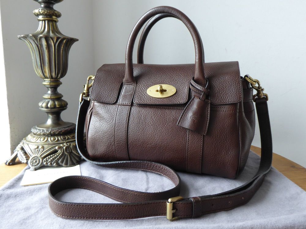 Mulberry Classic Heritige Small Bayswater Satchel in Chocolate Natural Vege