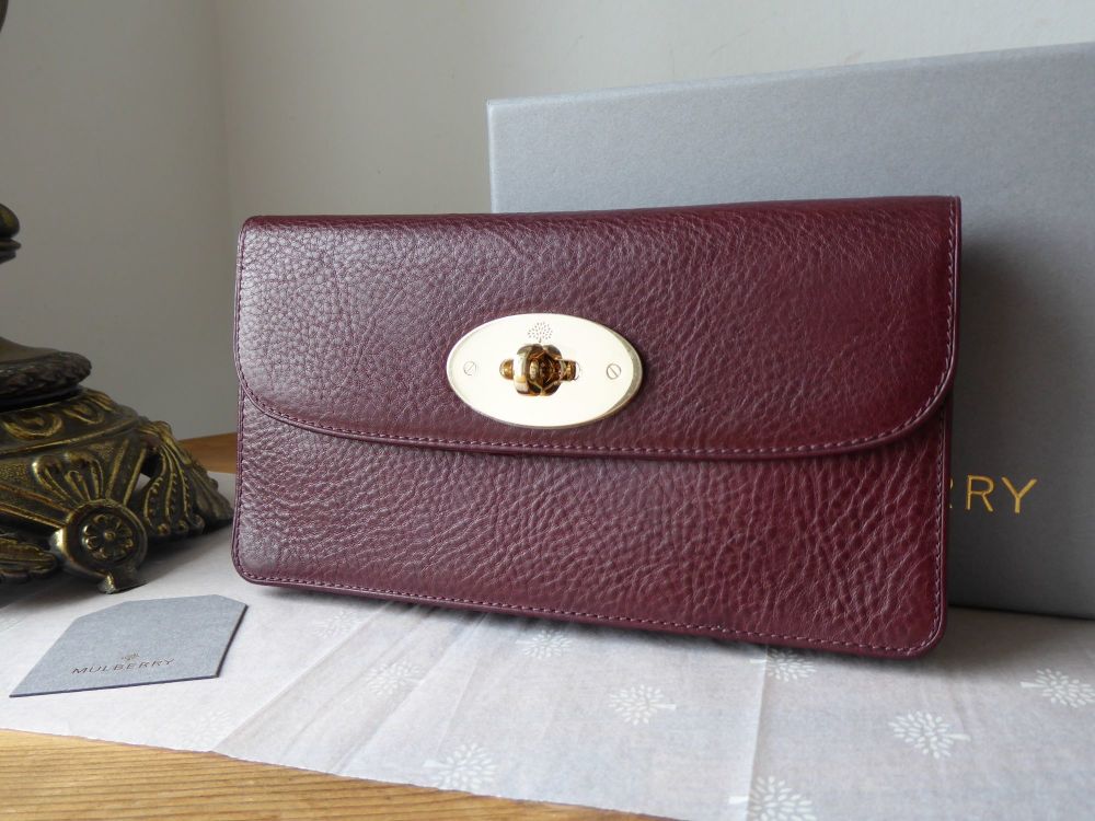 Mulberry Classic Long Locked Purse in Oxblood Coloured Vegetable Tanned Leather with Shiny Gold Hardware - New - SOLD