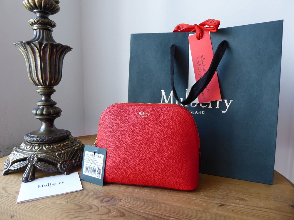 Mulberry Continental Cosmetic Pouch Bag in Fiery Red Small Classic Grain Leather - SOLD
