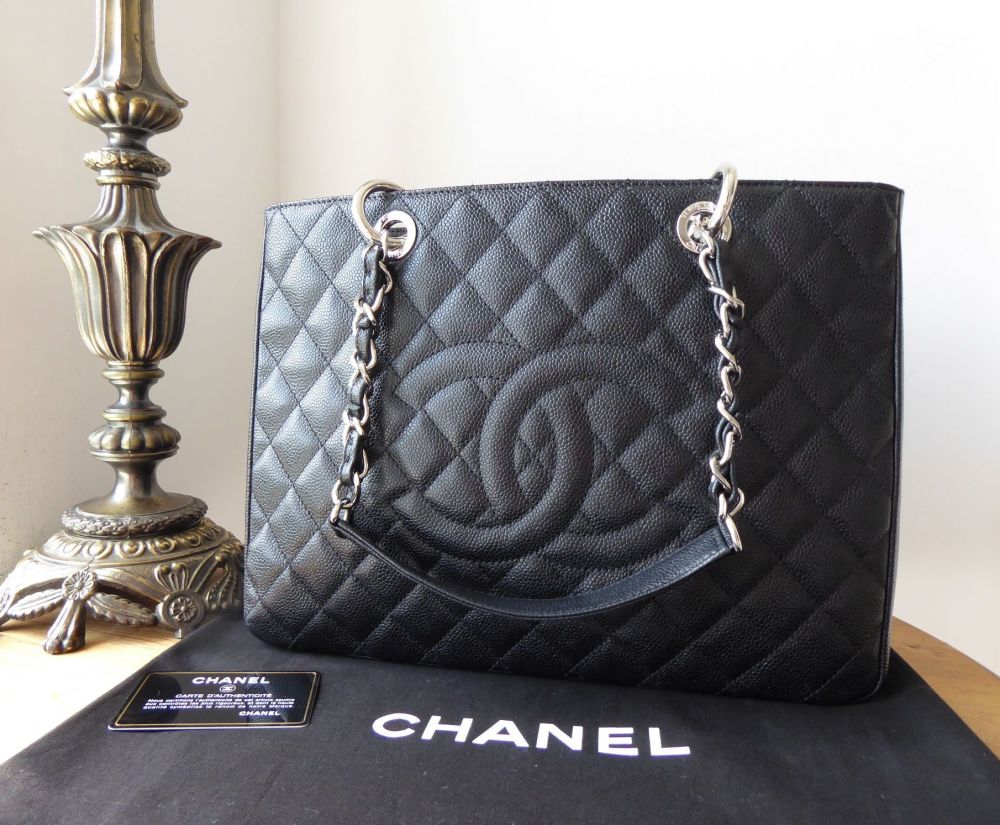 Chanel Grand Shopping Tote GST in Black Caviar with Silver Hardware