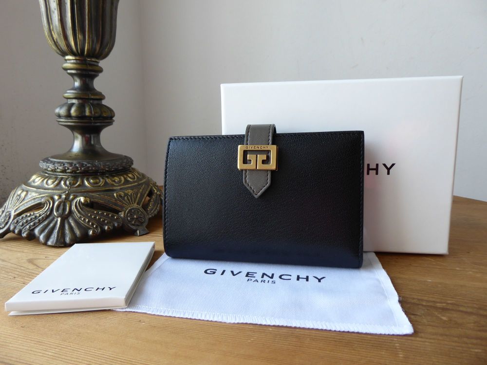 Givenchy Two Toned GV3 Wallet Medium Purse in Black and Grey Goatskin - As New  - SOLD