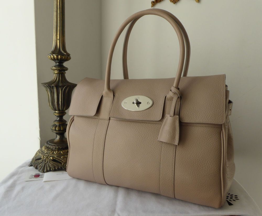 Mulberry Classic Heritage Bayswater in Putty Pebbled Leather with Shiny ...