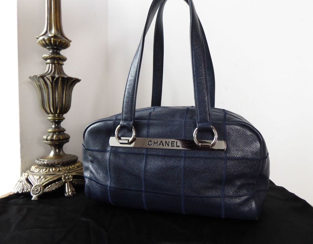 Chanel Vintage Zipped Boston in Choc Box Stitched Navy Blue Soft Caviar -  SOLD