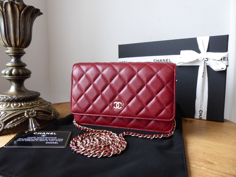 Chanel Classic Wallet on Chain WoC in Burgundy Caviar with Gold Hardware -  New* - SOLD