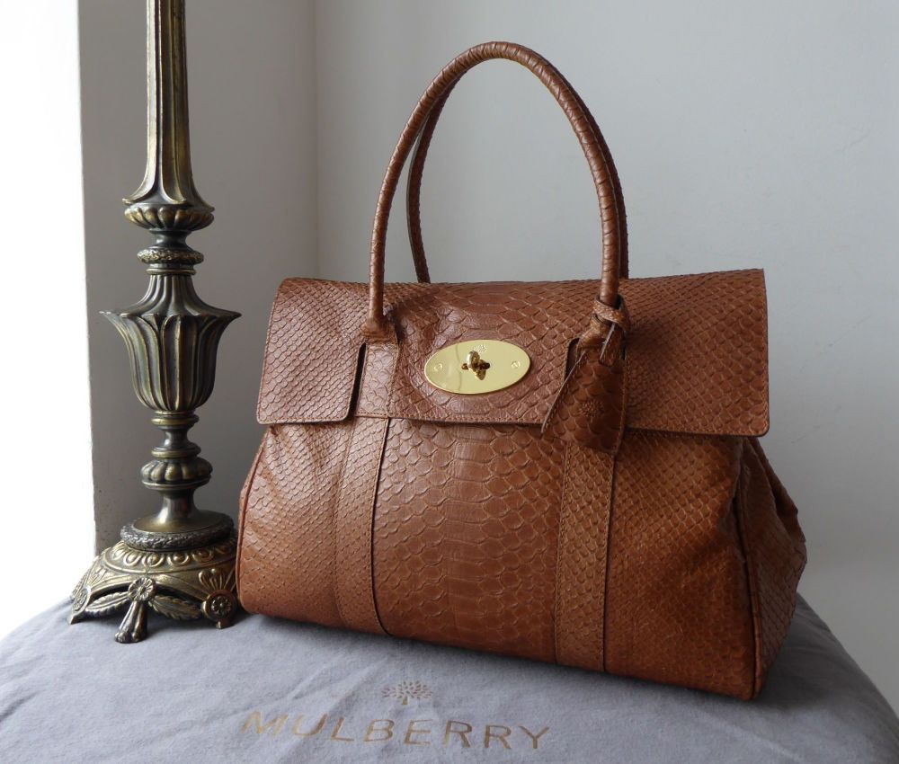 Mulberry Classic Bayswater in Oak Silky Snake Printed Calfskin  - SOLD