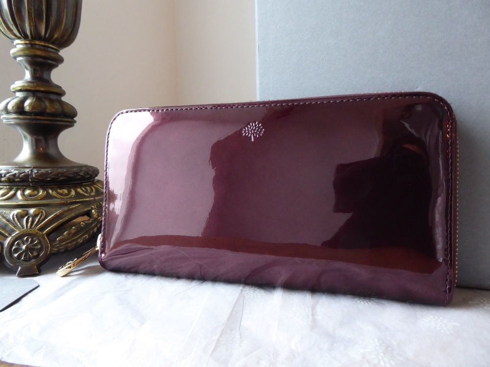 Mulberry Long Zip Around Continental Purse Wallet in Oxblood Mirror Metallic Leather - SOLD