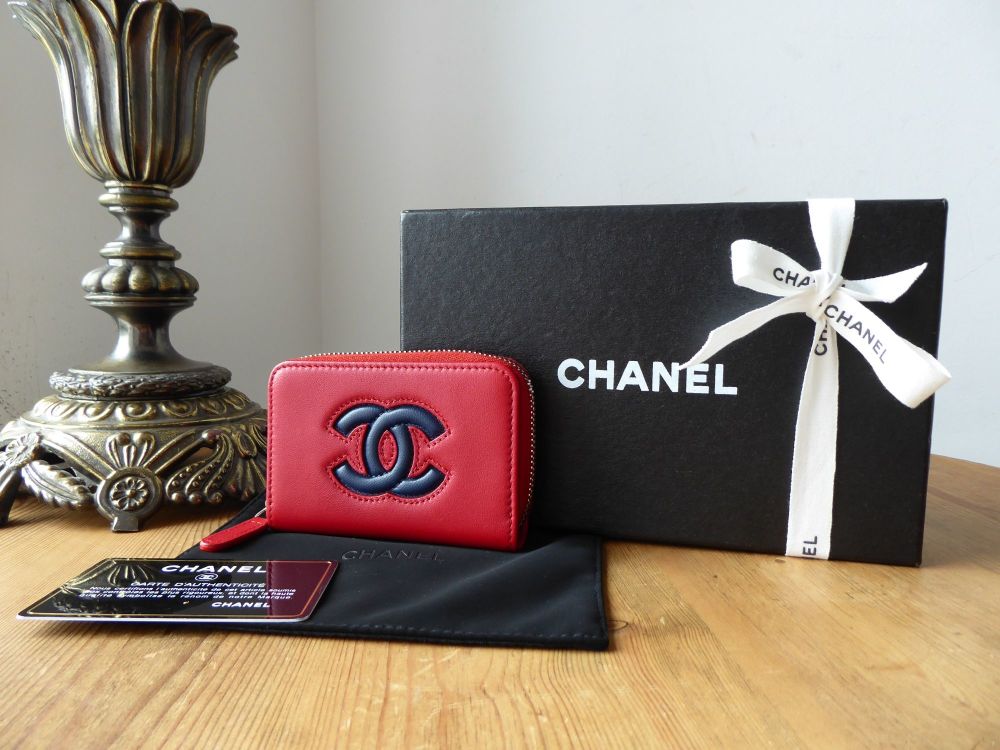 Chanel Small Zip Around Coin Card Case in Red and Blue Lambskin - SOLD