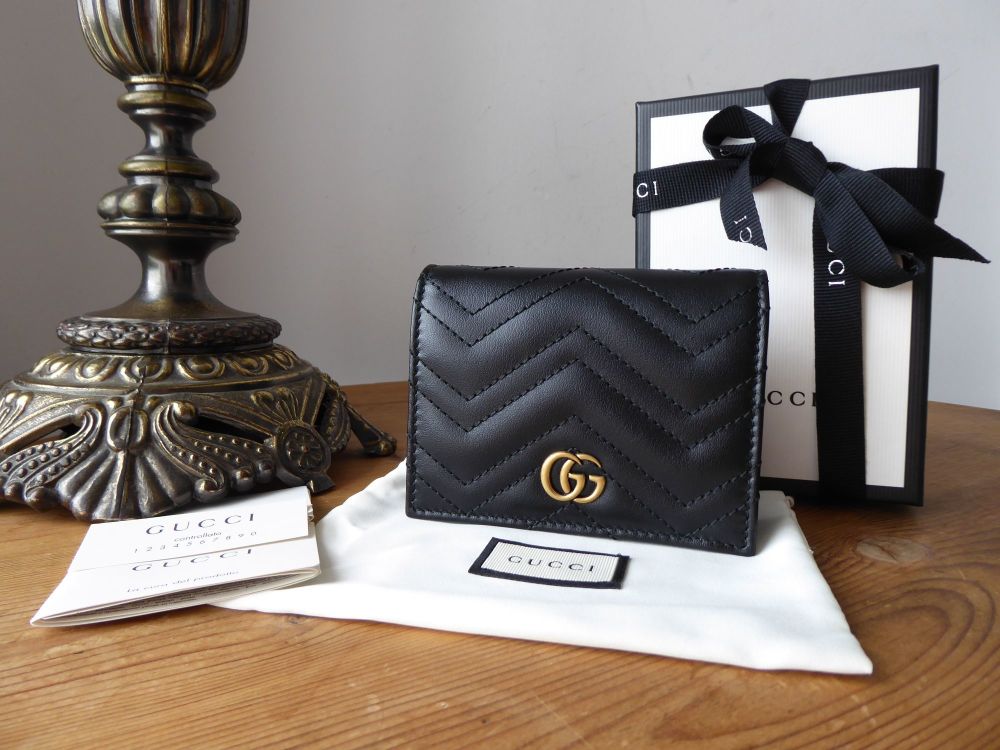 Gucci GG Marmont Matelassé Compact Flap Purse in Black Calfskin - SOLD