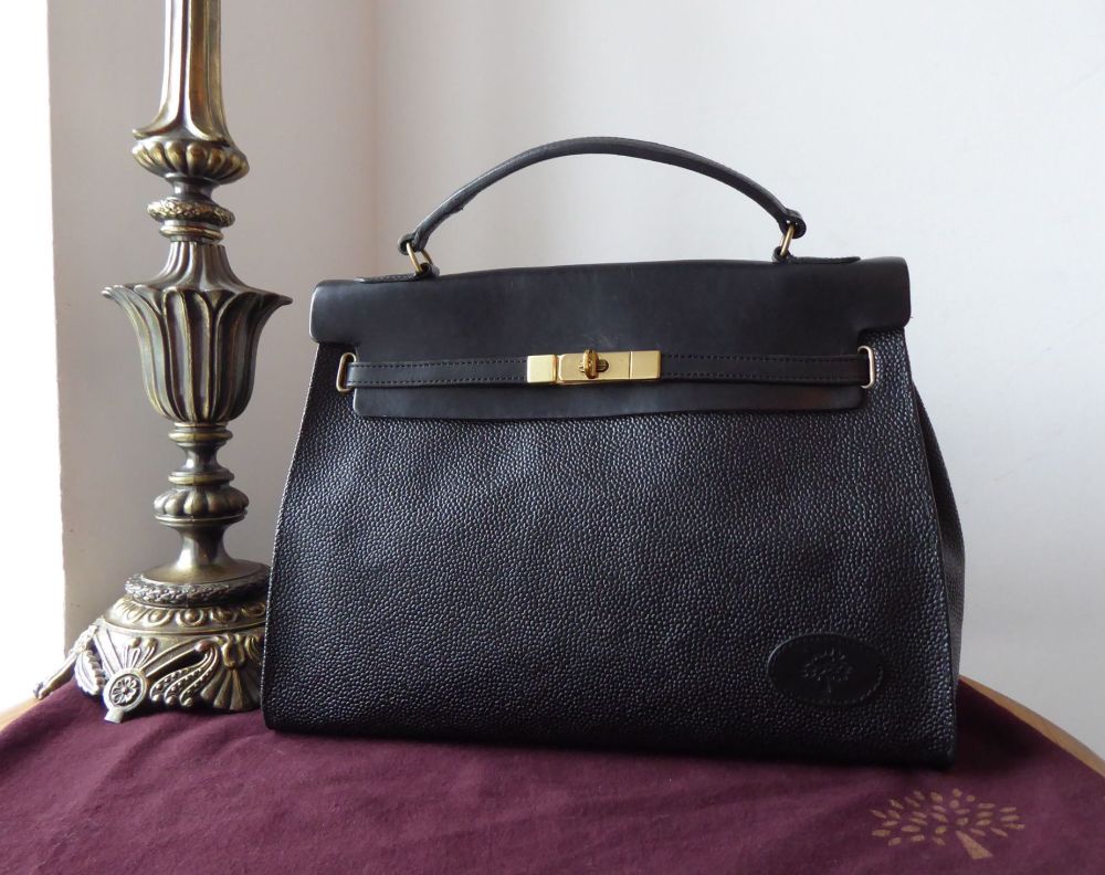 Mulberry Vintage Kelly in Black Scotchgrain & Harness Leather  - SOLD