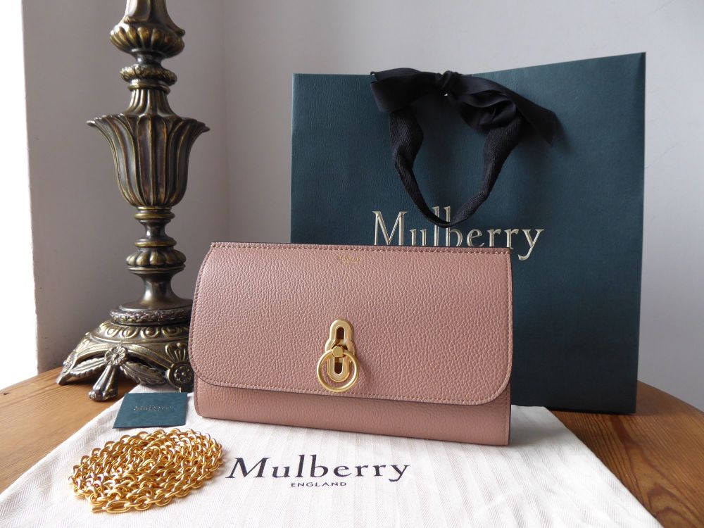 Mulberry Amberley Shoulder Clutch in Dark Blush Small Classic Grain Leather