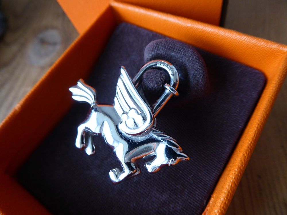 Hermès Pegasus Horse Charm Pegase Cadena Padlock in Palladium Silver
