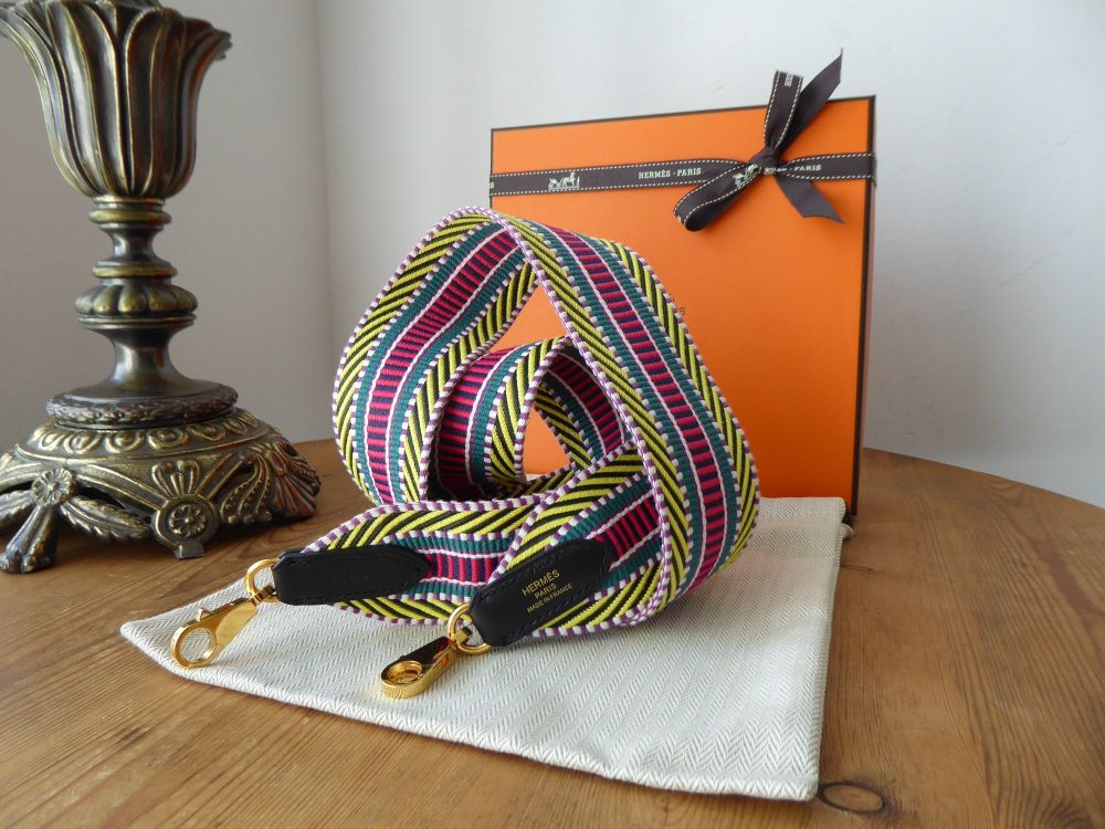 Hermés Large Cavale Strap in Multi Colour and Noir Swift with Gold Hardware
