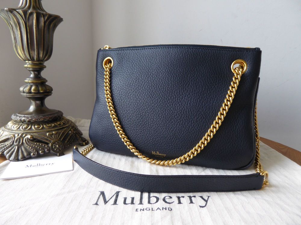 Mulberry Winsley Shoulder Bag in Midnight Blue Grained Lambskin 