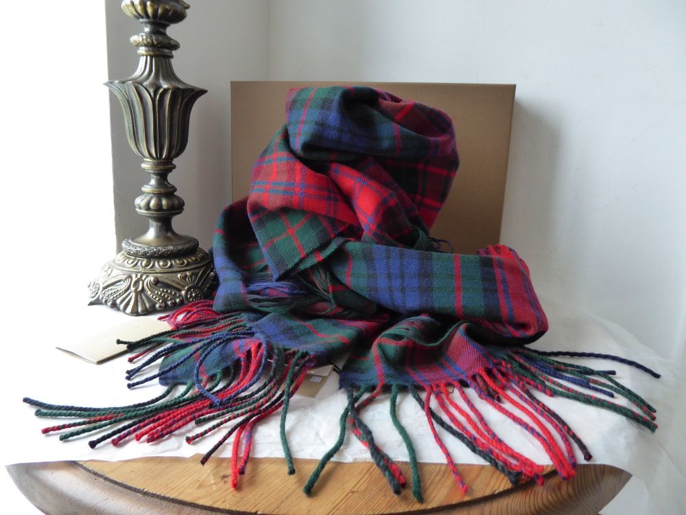 Burberry Fil Coupé Oversized Scarf Wrap in Bright Red Traditional Tartan Wool Cashmere Blend - SOLD