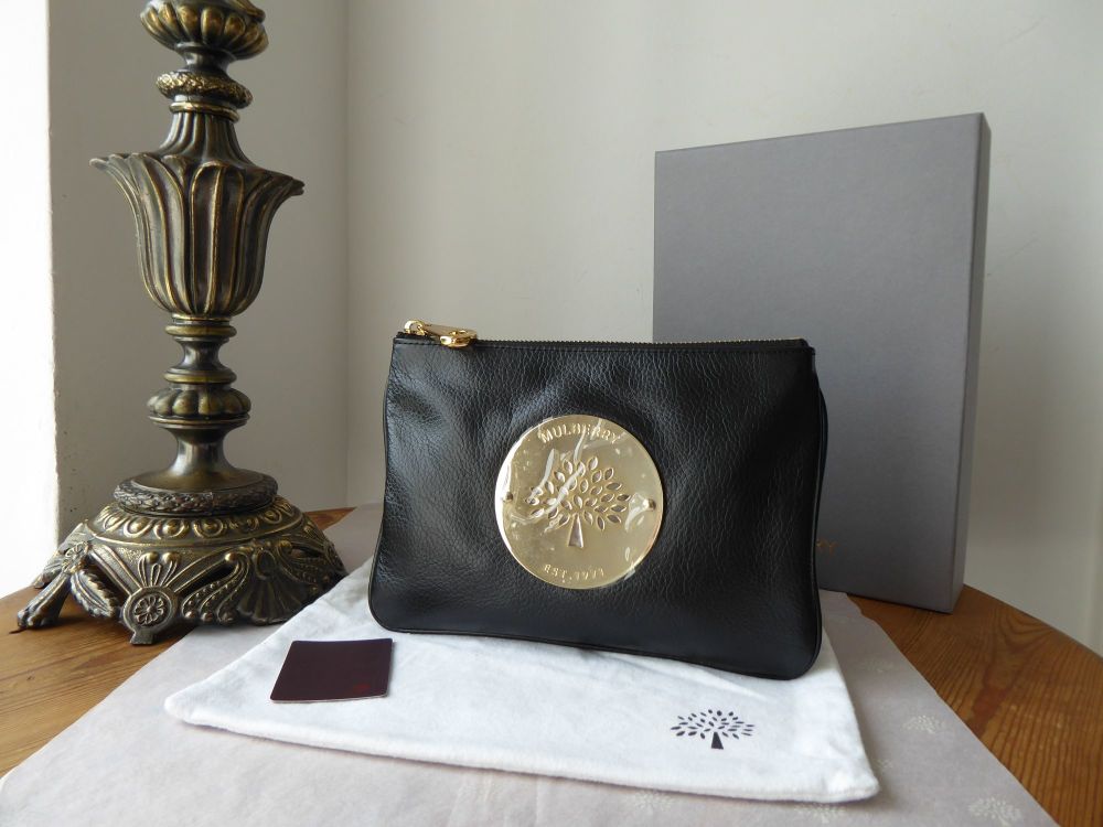 Mulberry Daria Medium Zip Pouch Clutch in Black Soft Spongy Leather - SOLD