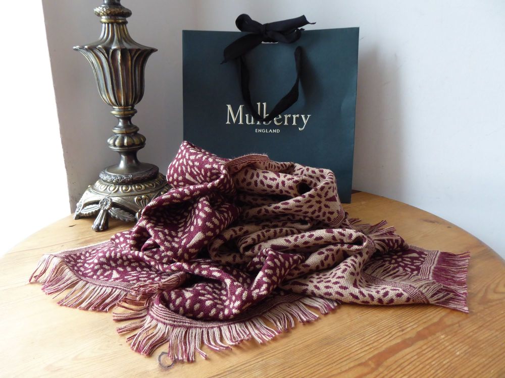 Mulberry Reversible Tree Rectangular Scarf Wrap in Oak & Oxblood Virgin Wool - SOLD