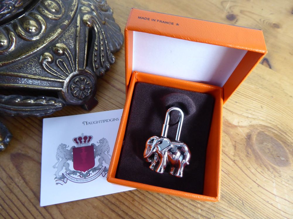 Hermès Elephant Cadena Lock Charm in Palladium Silver 