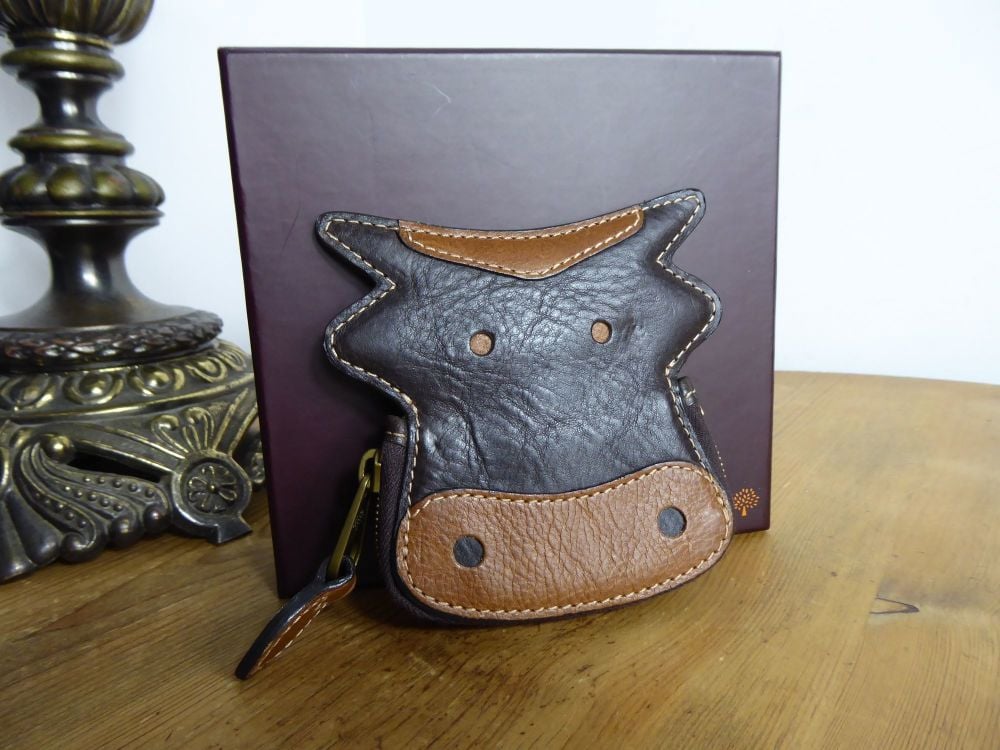 Mulberry Cow Coin Purse in Chocolate & Oak Darwin Leather 