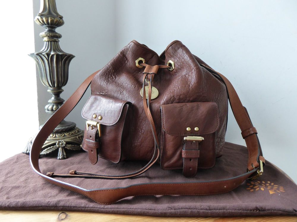 Mulberry Leah Drawstring Shoulder Bag Messenger in Hazelnut Lambskin Plonge  - SOLD