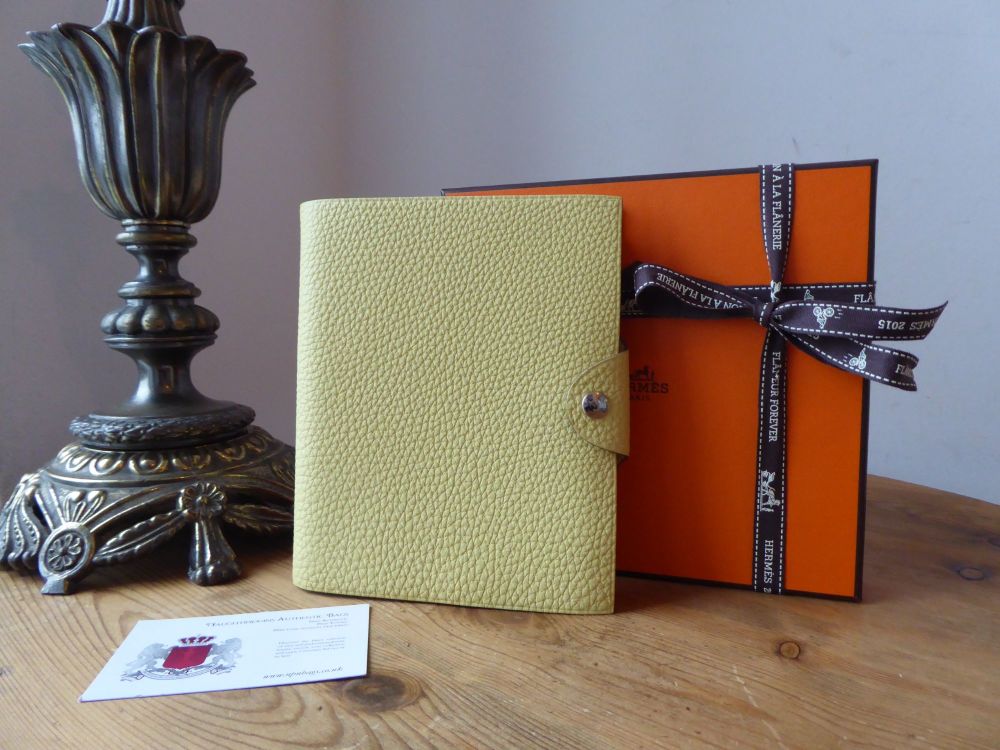 Hermés Ulysse PM Notebook Cover & Insert in Jaune Poussin Clemence - As New* - SOLD