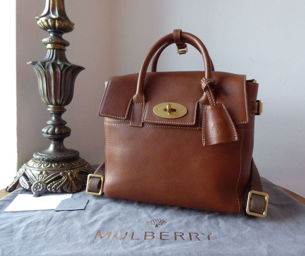 Mulberry Cara Delevingne Mini Backpack in Dark Oak Natural Leather