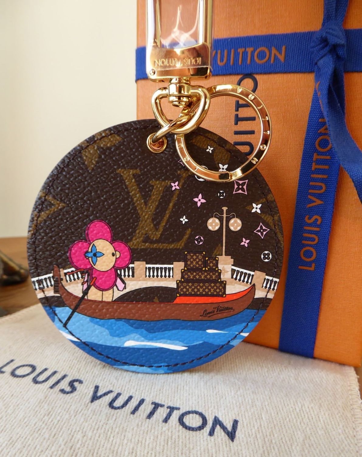 Louis Vuitton Limited Edition Illustre Vivienne Xmas Venice Gondola Bag  Charm Key Holder - New - SOLD