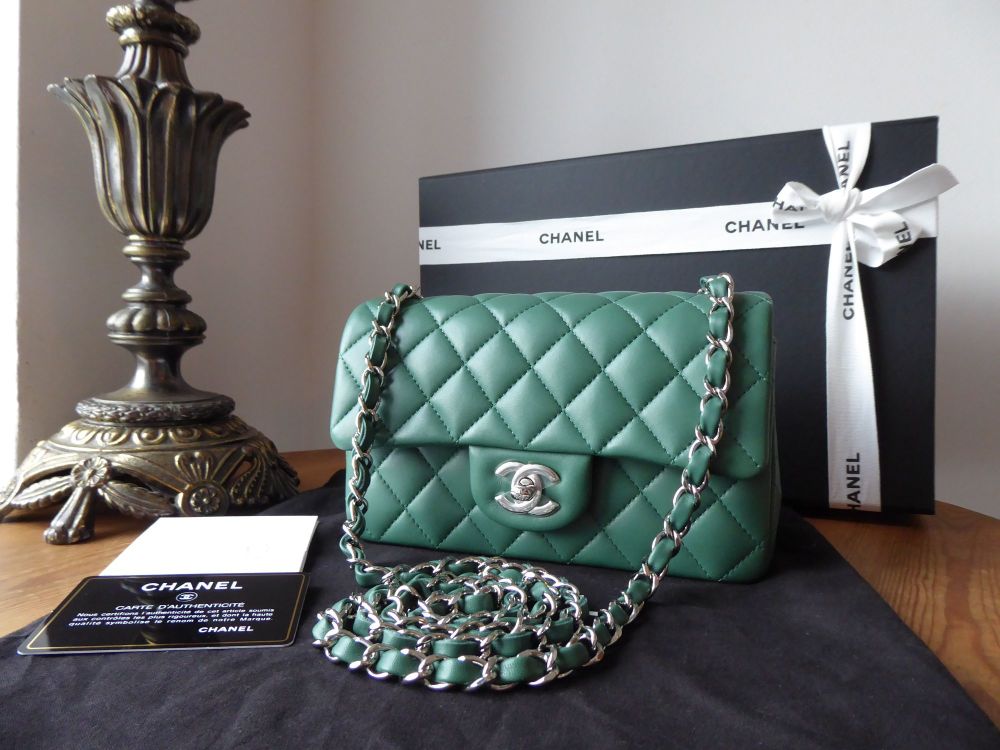 Chanel Classic Rectangular Mini Flap Bag in Moss Green Lambskin with Silver  Hardware - SOLD