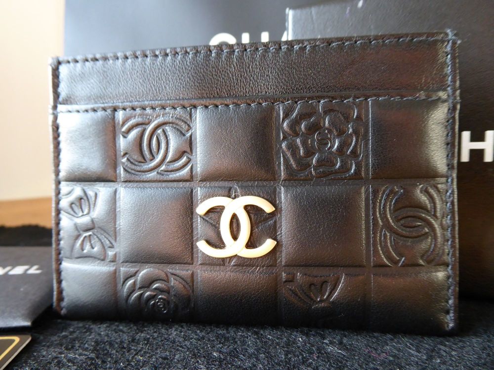 Chanel Precious Symbols Credit Card Slip Holder in Black Lambskin 