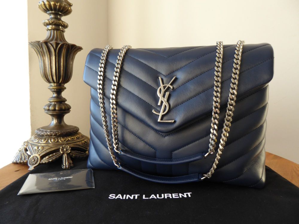 Saint Laurent YSL Medium Loulou in Blue Y Quilted Leather