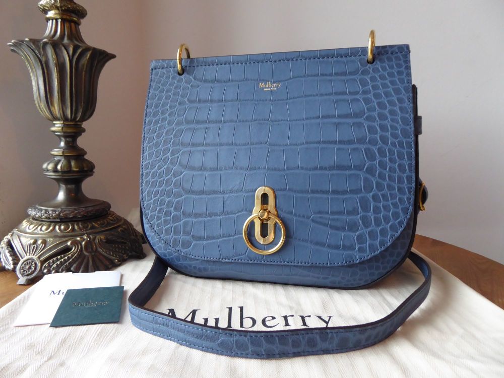 Mulberry Amberley Satchel in Pale Navy Matte Croc Printed Leather - SOLD