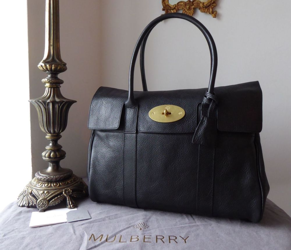 Mulberry Classic Heritage Bayswater in Black Natural Leather with Felt Line