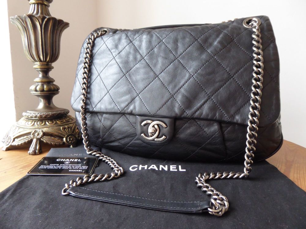 Chanel Coco Pleats Soft Flap Hobo in Black Aged Calfskin with Ruthenium  Hardware - SOLD