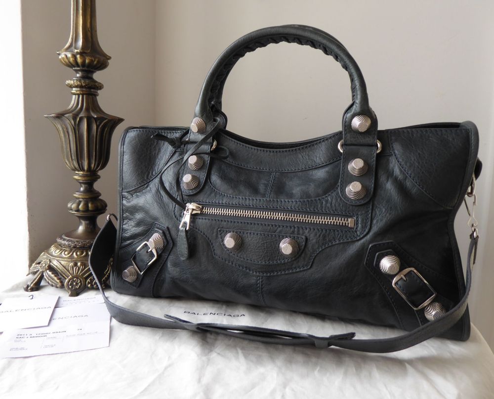 Balenciaga Part in Anthracite Lambskin with Giant 21 Silvertone Hardware - SOLD