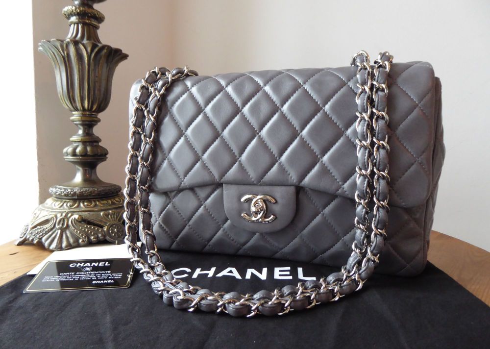 Chanel Jumbo Classic Flap Bag Lavender Gray Blue Lambskin Luxury Bags   Wallets on Carousell