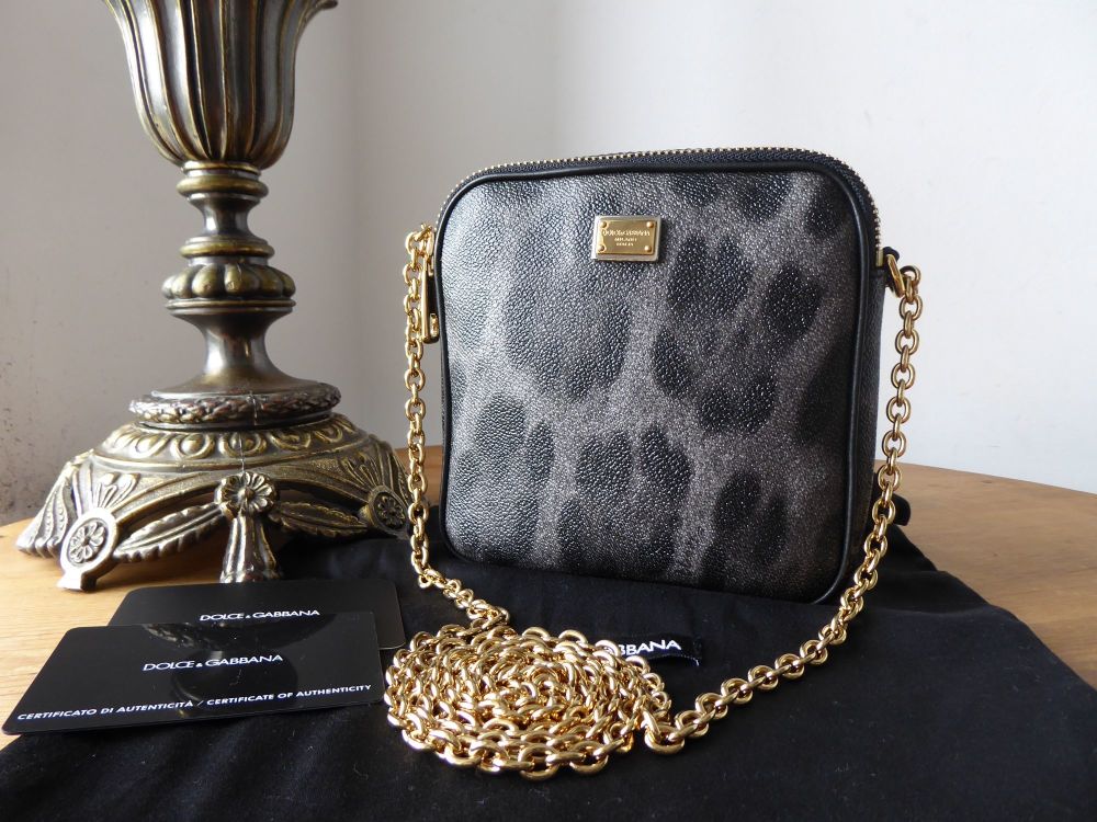 Dolce & Gabanna Square Mini Messenger in Vitello Stampa Dauphine Leopard Printed Leather - SOLD