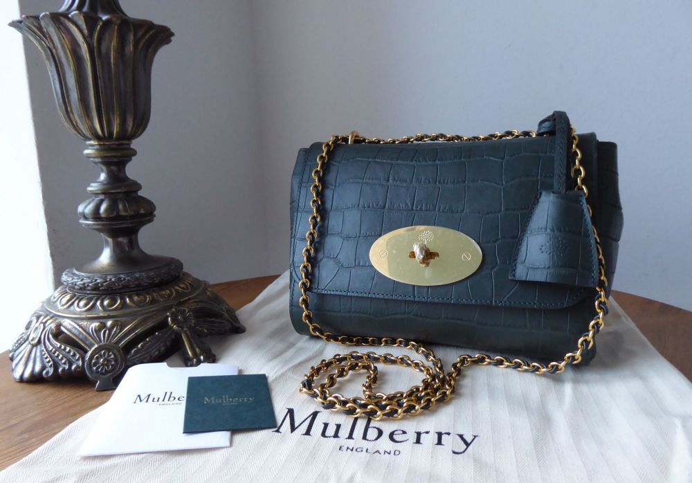 Mulberry Lily in Green Matte Croc Printed Leather - New
