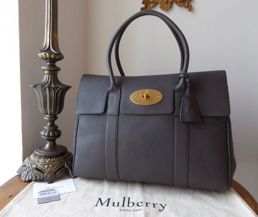 Mulberry Classic Heritage Bayswater in Dark Grey Small Classic Grain ...