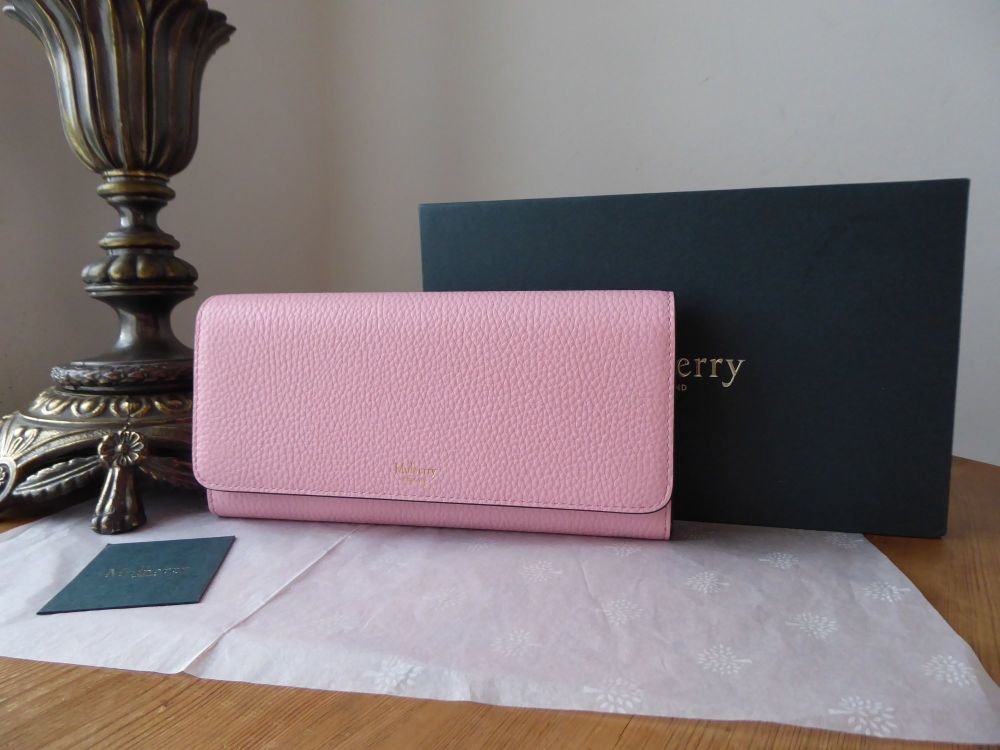 Mulberry Continental Long Purse Flap Wallet in Sorbet Pink Small Classic Grain - SOLD