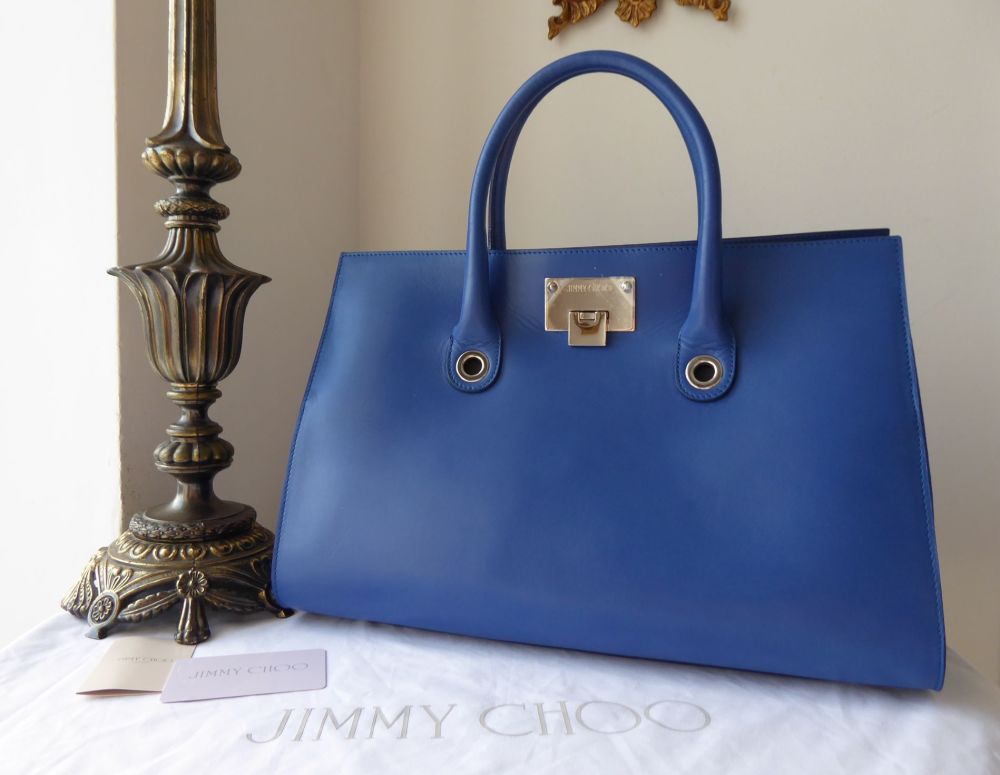 Jimmy Choo Riley Tote in Persian Blue Smooth Calf & Suede - SOLD