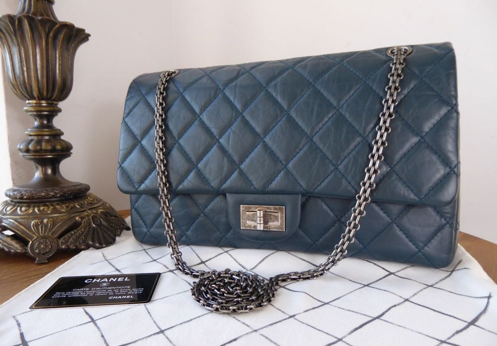Chanel Reissue 227 Maxi Flap in Marine Blue Aged Calfskin with Ruthenium Hardware - SOLD