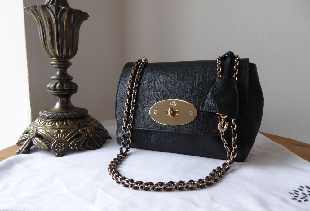 Mulberry Lily Regular in Black Glossy Goat with Shiny Gold Hardware and Red Felt Liner - SOLD