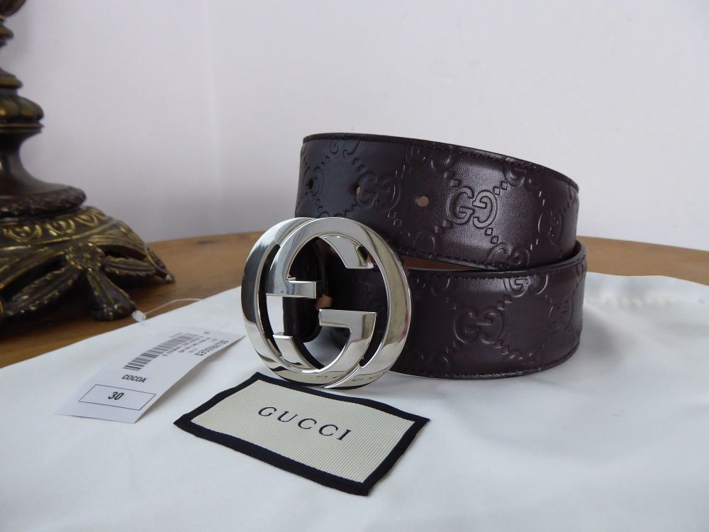 Gucci GG Signature Belt in Cocoa Guccissima Monogram Embossed Leather ...