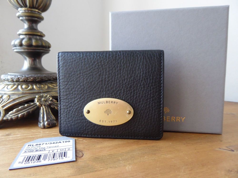 Mulberry ID Small Purse Wallet  in Black Natural Vegetable Tanned Leather with Brass Hardware - SOLD